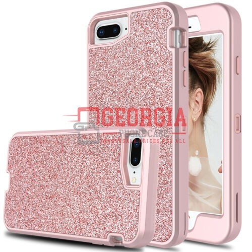 D37-Luxury Rose Gold Diamond 4.7inch iPhone 6/7/8 & SE 2022/2020 Bling 2 in 1 Shockproof TPU Case Glitter Hard Back Cover – Georgia Phone Case