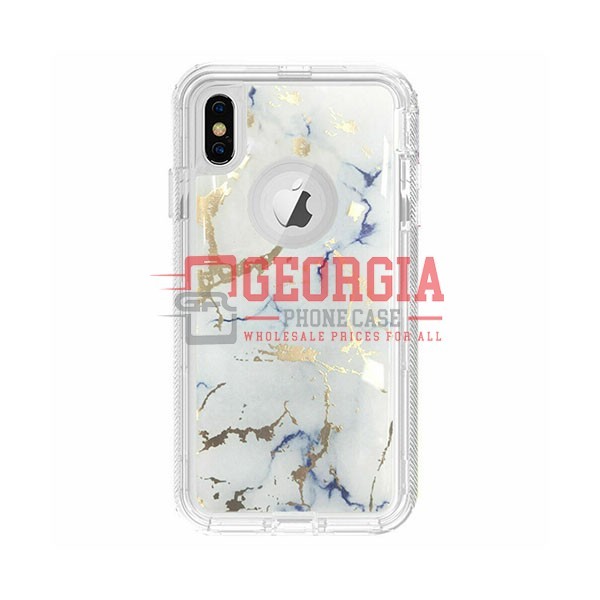 D24- Marble White 5.8 inch iPhone XS/S Hybrid Robot Hard Case Heavy Duty Back Co…