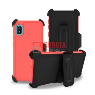 D4-Plain Red 6.2inch Samsung Galaxy A10 105 Hybrid Robot Hard Case With Belt Clip Heavy Duty Back Cover Defender Style – Georgia Phone Case