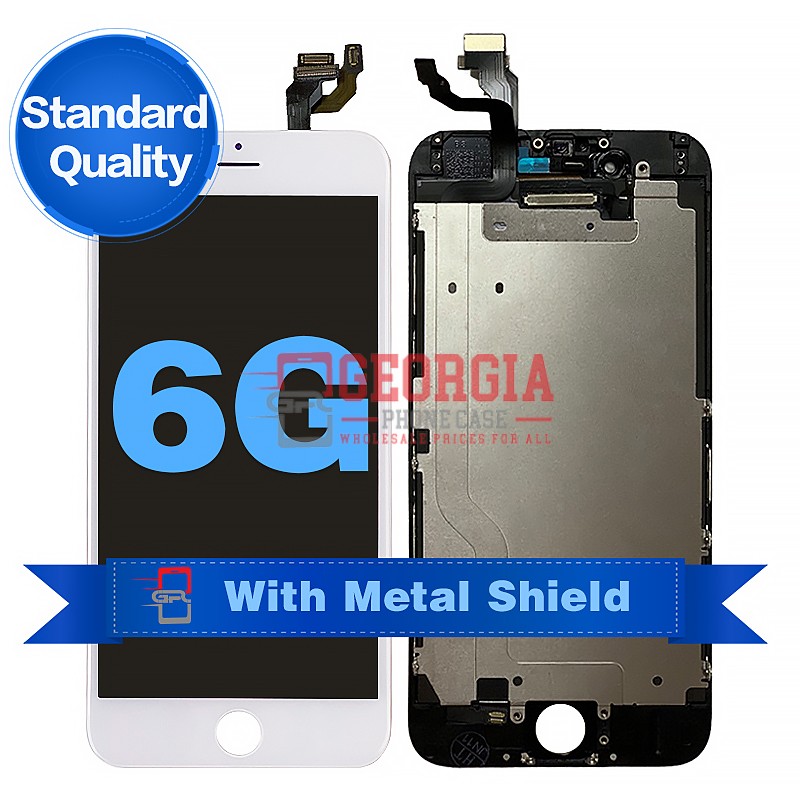 D1002 – White iPhone 6 LCD Digitizer Screen with Metal Plate {Standard Quality}{4.7 inches} – GPC AM