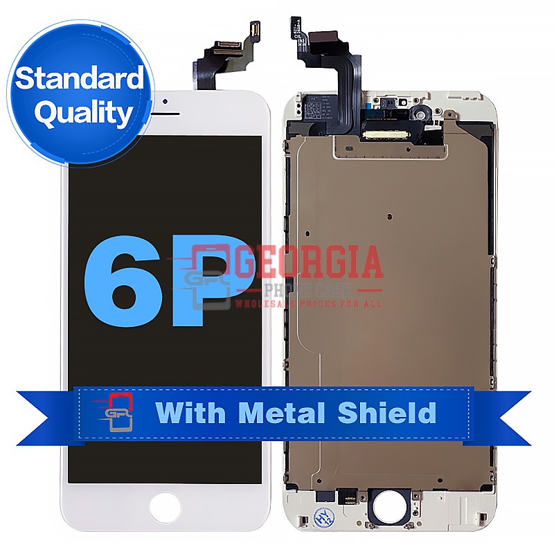 D1008 – White iPhone 6 Plus LCD Digitizer Screen with Metal Plate {Standard Quality}{5.5 inches} – GPC AM