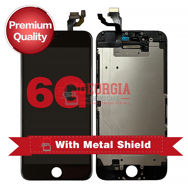 D1003 – Black iPhone 6 Refurbished LCD Digitizer Screen with Metal Plate {Premium Quality}{4.7 inches} – GPC PM
