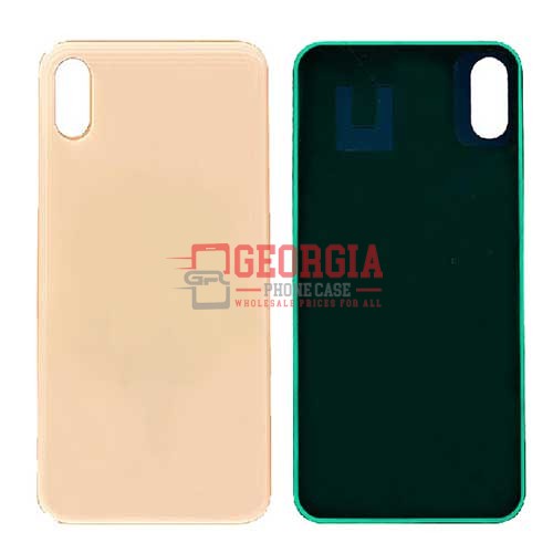 D1112 – Gold iPhone XS{5.8 inches} (Big Hole} Back Glass Cover Premium Quality – Georgia Phone Case