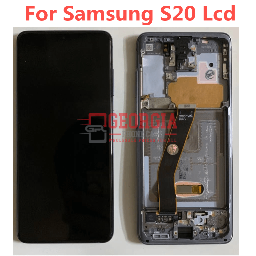 D2100 – Black Galaxy S20 Refurbished {Like New} Samsung Display LCD Screen with Frame G980{works with all except Verizon} Premium Quality- Georgia Phone Case
