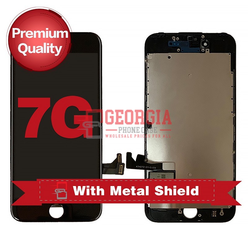 D1027 – Black iPhone 7 LCD Digitizer Screen with Metal Plate {Premium Quality}{4.7 inches} – GPC PM