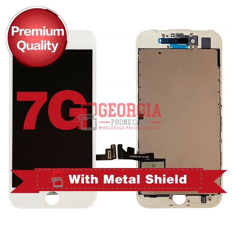 D1028 – White iPhone 7 LCD Digitizer Screen with Metal Plate {Premium Quality}{4.7 inches} – GPC PM