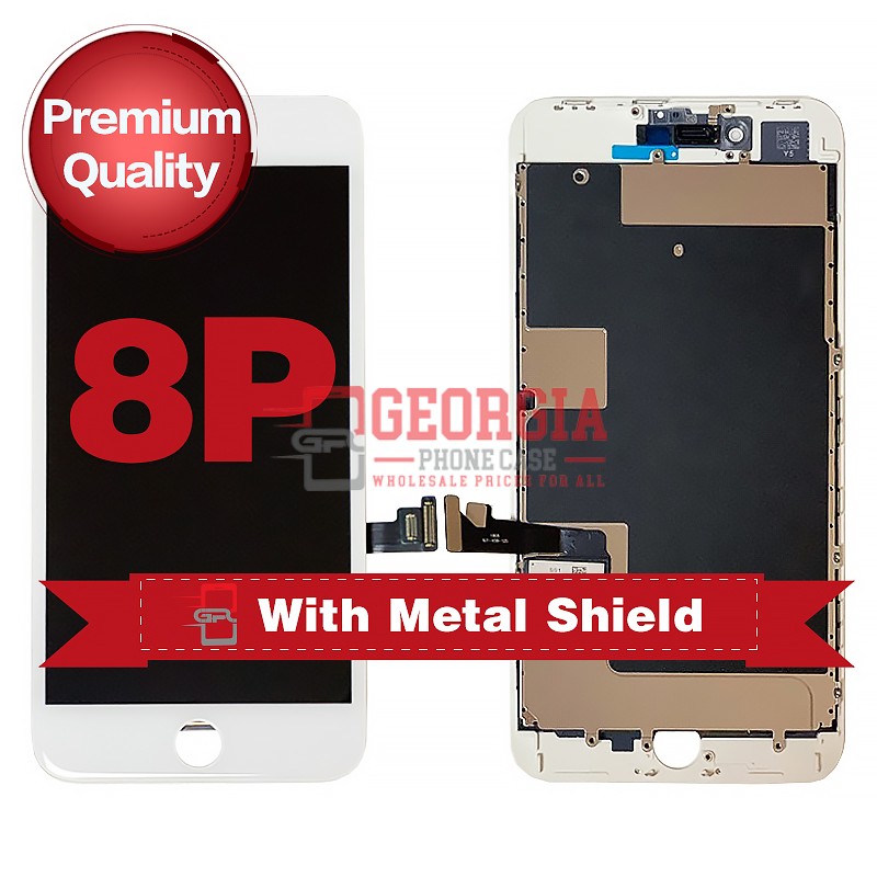 D1046 – White iPhone 8 Plus LCD Digitizer Screen with Metal Plate {Premium Quality}{5.5 inches} – GPC PM