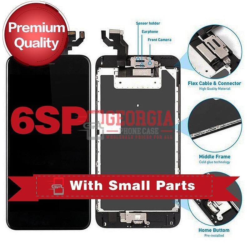 D1023 – Black iPhone 6S Plus LCD Digitizer Screen with Small Parts {Premium Quality}{5.5 inches} – GPC PM