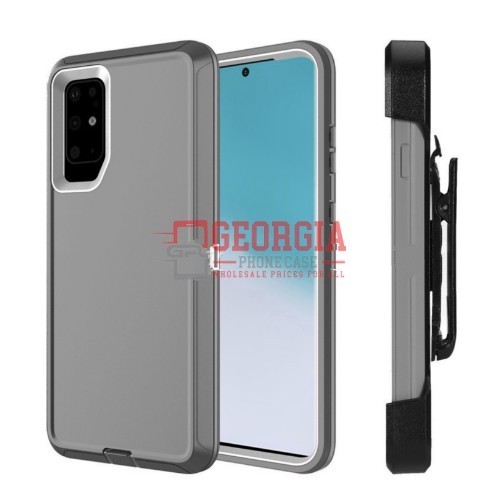 D3-Plain Gray 6.3inch Samsung S21/S30 Hybrid Robot Hard Case With Belt Clip Heavy Duty Back Cover Defender Style – Georgia Phone Case