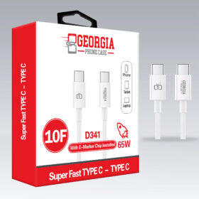 D341 - 10F TYPE C TO TYPE C 65W Fast Premium Charging Cable for Phones, Laptop & Tablet MacBook, iPhone 15 Pro Max Samsung S21- Georgia Phone Case