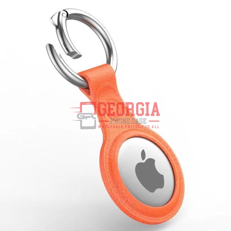 D5001 – Orange Leather Case Protection Key Chain Holding Case for Apple AirTag {Retail Packaging} – Georgia Phone Case