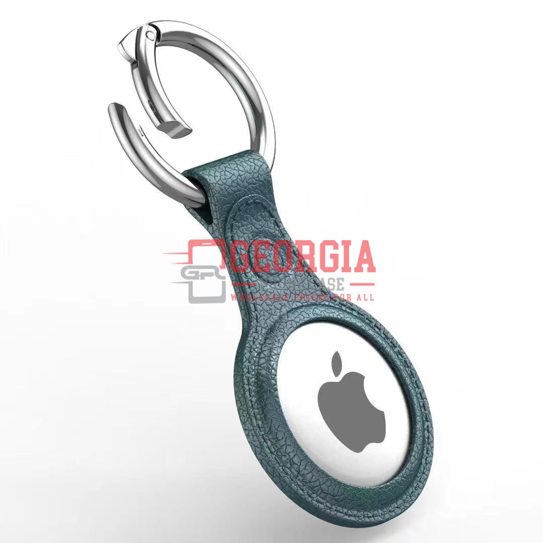 D5006 – Green Leather Case Protection Key Chain Holding Case for Apple AirTag {Retail Packaging} – Georgia Phone Case