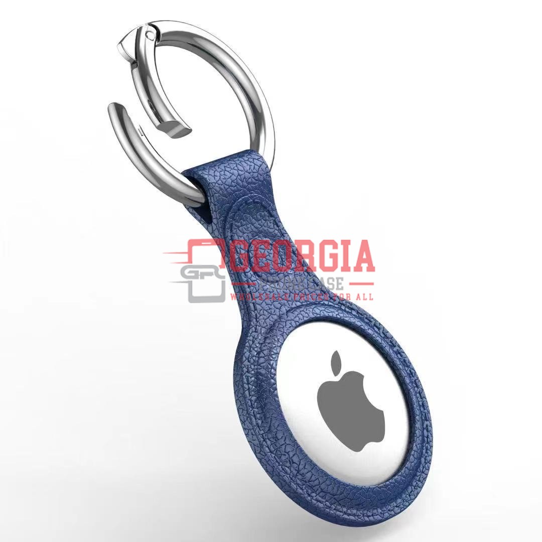 D5005 – Blue Leather Case Protection Key Chain Holding Case for Apple AirTag {Retail Packaging} – Georgia Phone Case
