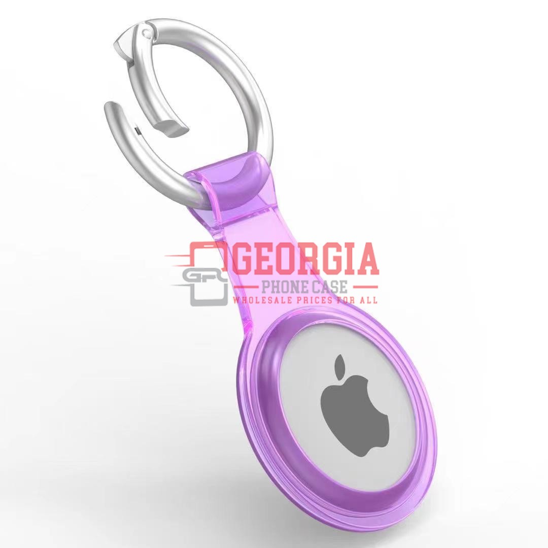 D5010 – Purple Clear Plastic Case Protection Key Chain Holding Case for Apple AirTag {Retail Packaging} – Georgia Phone Case