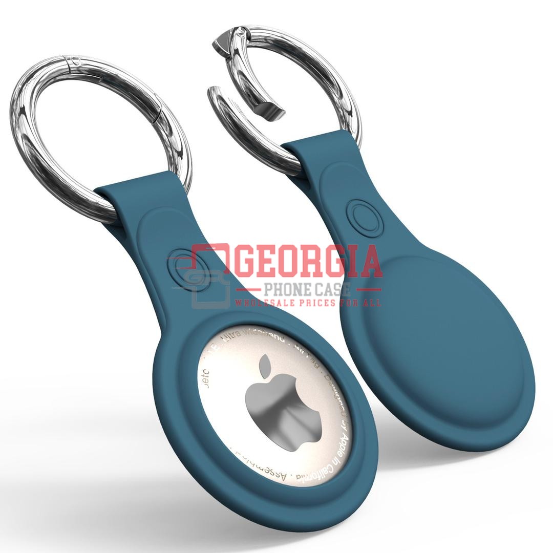D5013 – Blue Silicone Case Protection Key Chain Holding Case for Apple AirTag {Retail Packaging} – Georgia Phone Case