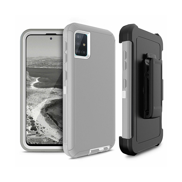 D3- Gray 6.5inch Samsung A51 5G Robot Hard Case With Belt Clip Heavy Duty Back C…