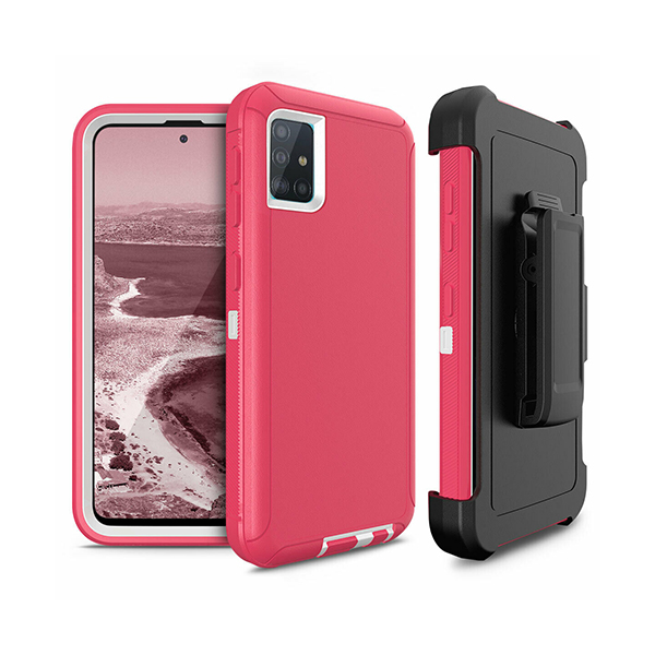 D5- Pink 6.5inch Samsung A51 5G Robot Hard Case With Belt Clip Heavy Duty Back C…