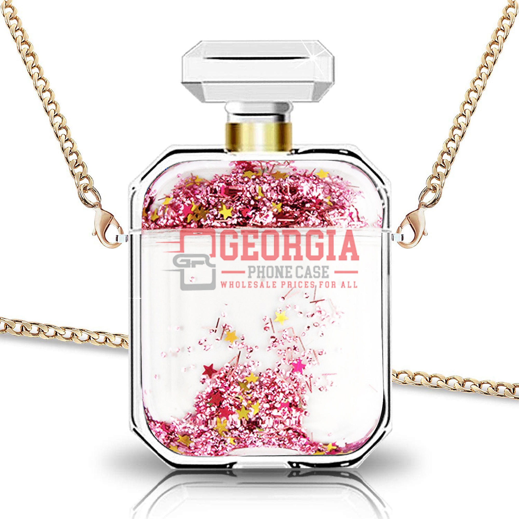 D303 – Pink Perfume Bottle Case for AirPod 2nd Generation Liquid Glitter D…