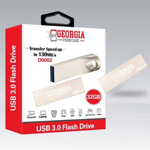 D9002 – USB 3.0 Flash Drives 32GB Transfer Speed Upto 130 MB/s Custom Laser Engrave Metal- Georgia Phone Case