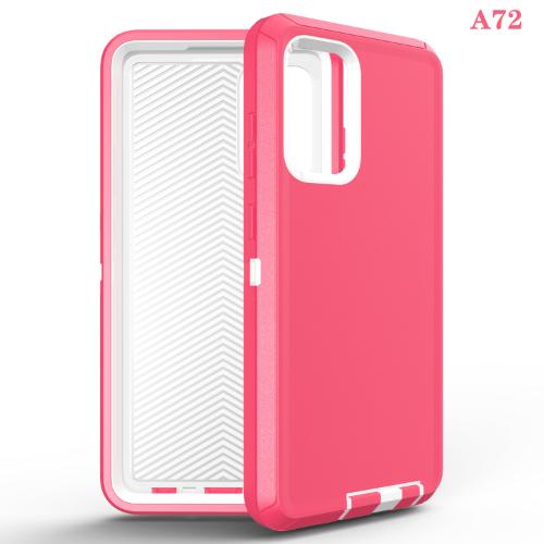 D1-Plain Pink Samsung Galaxy A72 6.7 inch Hybrid Robot Hard Case With Belt Clip Heavy Duty Back Cover Defender Style – Georgia Phone Case