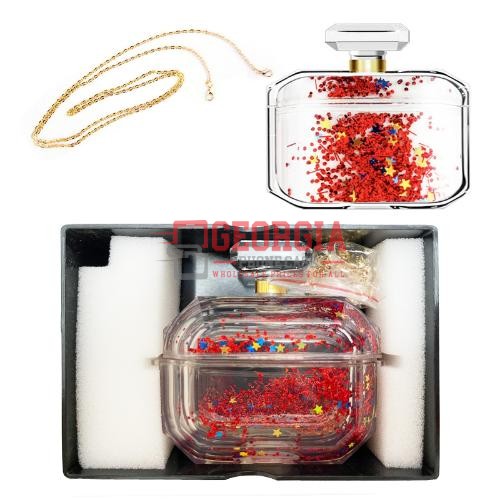 D300 – RED Perfume Bottle Case for AirPod Pro Liquid Glitter Diamond Waterfall with Chain – Georgia Phone Case