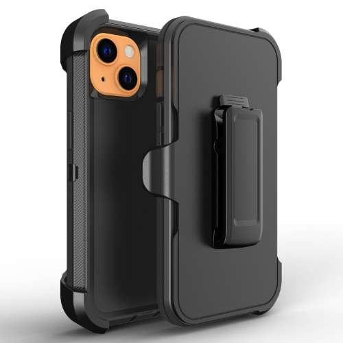 D1 – Plain Black 6.1 inch iPhone 13 Pro Hybrid Robot Hard Case With Belt Clip Heavy Duty Back Cover Defender Style – Georgia Phone Case