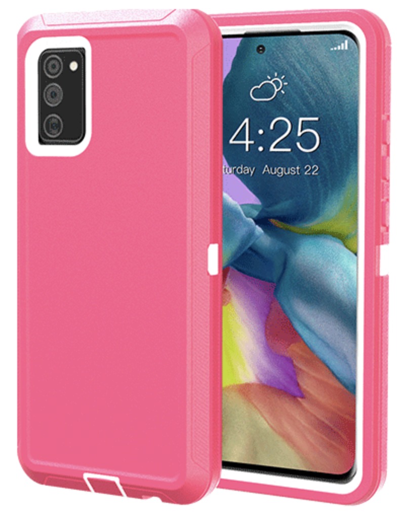 D5 – Plain Pink 6.5 inch Samsung Galaxy A02S Hybrid Robot Hard Case With Belt Clip Heavy Duty Back Cover Defender Style – Georgia Phone Case