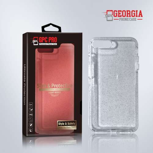 D8821 – Glitter Clear Apple iPhone 7/8/SE 2022/2020 4.7 inch Slim & Protective Custom Phone case Drop Proof Tested Light Series, Retail Box Packaged- GPC PRO