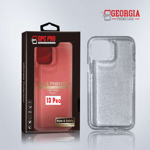 D8821 – Glitter Apple iPhone 13 Pro 6.1 inch Slim & Protective Custom Phone case Drop Proof Tested Light Series, Retail Box Packaged- GPC PRO