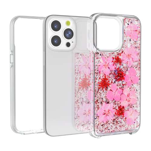 D42-Pink Real Dried Flower 6.1 inch For iPhone 13 Dual Layer Protective Hard PC Soft TPU Back Cover – Georgia Phone Case