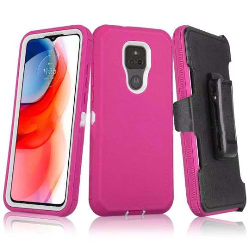 D5-Pink 6.5 inch Moto E7 Hybrid Robot Hard Case Heavy Duty Back Cover Defender Style – Georgia Phone Case