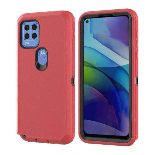 D4- Red 6.4 inch Moto G Stylus 5G (2021) XT2131 Hybrid Robot Hard Case With Belt Clip Heavy Duty Back Cover Defender Style – Georgia Phone Case