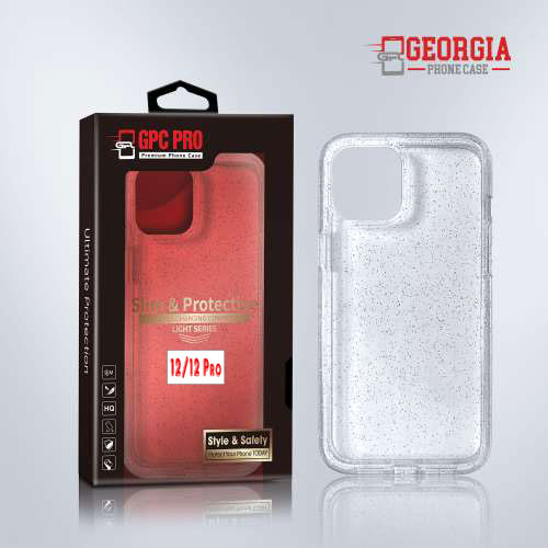 D8820 – Clear Apple iPhone 12 Pro/12 6.1 inch Slim & Protective Custom Phone case Drop Proof Tested Light Series, Retail Box Packaged- GPC PRO