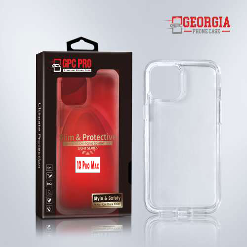 D8820 – Clear Apple iPhone 12 Pro Max 6.7 inch Slim & Protective Custom Phone case Drop Proof Tested Light Series, Retail Box Packaged- GPC PRO