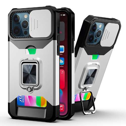 D356 – Silver Apple iPhone 13 Pro Max 6.7 inch Heavy Duty Hybrid Robot Case Shockproof Kickstand Camera Lens Shutter Back Cover – Georgia Phone Case