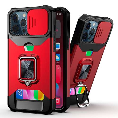 D355 – Red Apple iPhone 13 Pro Max 6.7 inch Hybrid Robot Case Shockproof Kickstand Camera Lens Shutter Back Cover – Georgia Phone Case
