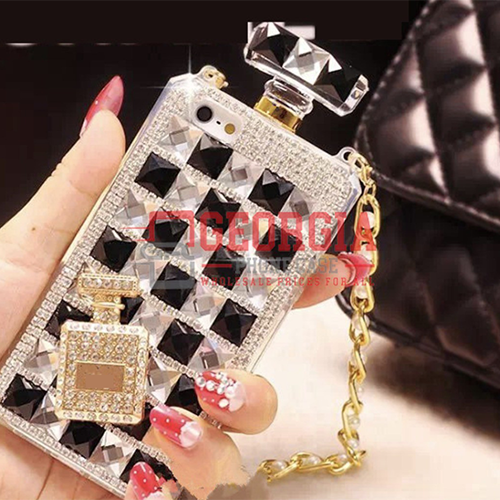 D138-Black Checkers Perfume Bottle For 5.4inch iPhone 12 Mini