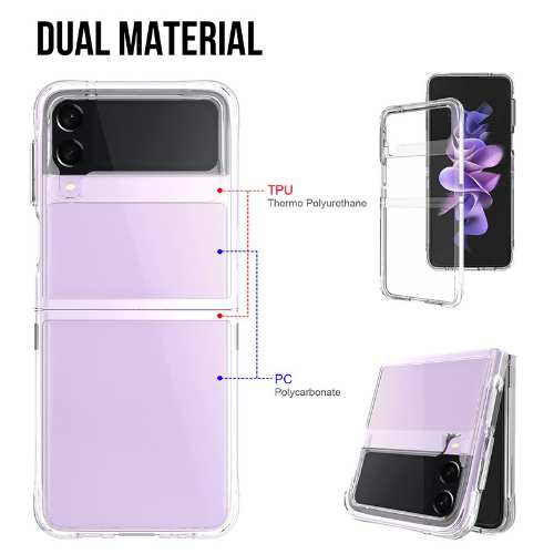 D51-For 6.7 inch Samsung Z Fold 5 Clear Acrylic Bumper Transparent Hard Case Sho…