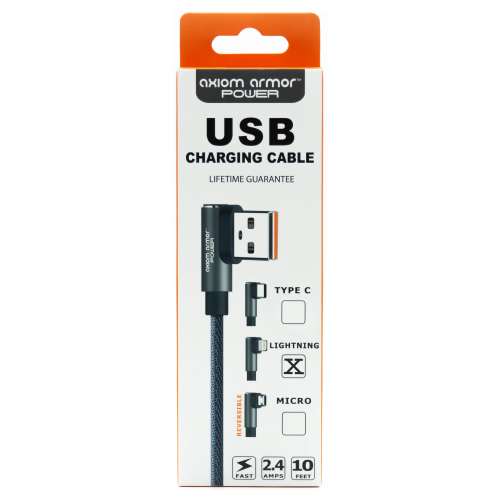 D62- 10 Inch Braided Axiom Armor POWER Cable (USB) – (This item will ship separately from another warehouse)