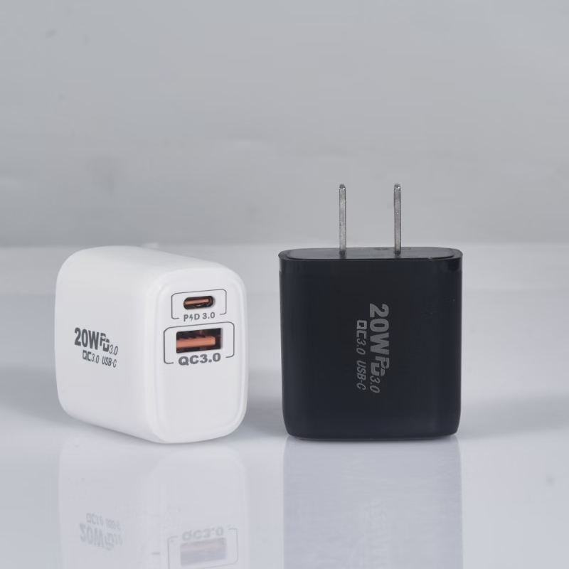 D6002-USB Type C + USB Wall Charger PD QC 3.0 Wall Super Fast Dual Charge Adapte…