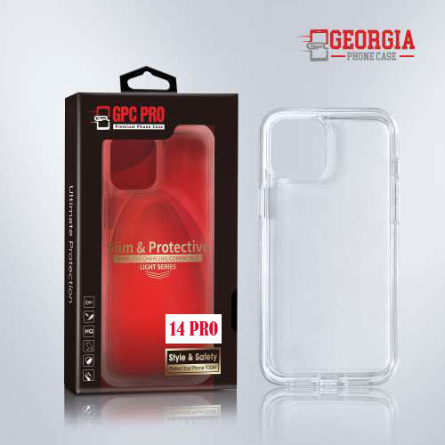 D8820 – Clear Apple iPhone 14 Pro 6.1 inch Slim & Protective Custom Phone case Drop Proof Tested Light Series, Retail Box Packaged- GPC PRO