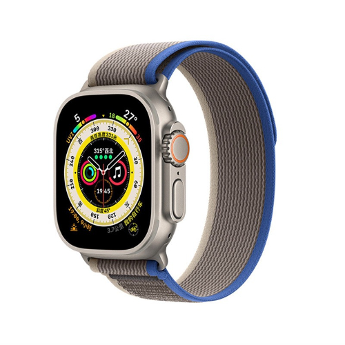D263 Blue With Grey Strap for Apple Watch Band 42MM / 44MM / 44MM / 49MM Correa Nylon Trail Loop bracelet iWatch Series S3 / S4 /S5 / S6 / S7 / S8 SE – Georgia Phone Case
