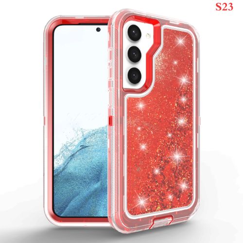D18 – Liquid Glitter Red 6.1inch Samsung Galaxy S23 5G Hybrid Robot Hard Case Heavy Duty Back Cover – Georgia Phone Case