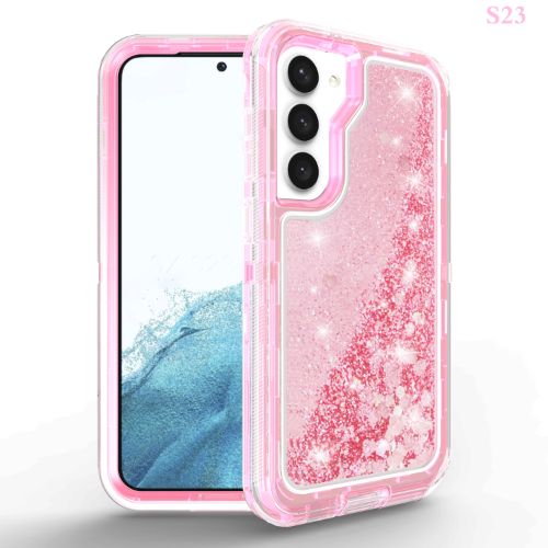 D17 – Liquid Glitter Pink 6.1inch Samsung Galaxy S23 5G Hybrid Robot Hard Case Heavy Duty Back Cover – Georgia Phone Case