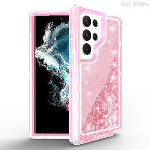 D17 – Liquid Glitter Pink 6.8 inch Samsung Galaxy S23 Ultra 5G Hybrid Robot Hard Case Heavy Duty Back Cover – Georgia Phone Case