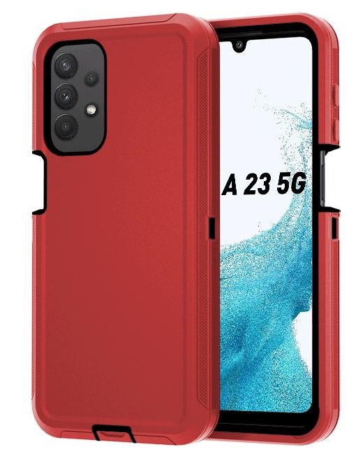 D366 – Red Samsung Galaxy A23 6.6 inch 3 in 1 Hybrid Robot Hard Case Heavy Duty Back Cover Defender Style (No Clip) NCO – Georgia Phone Case