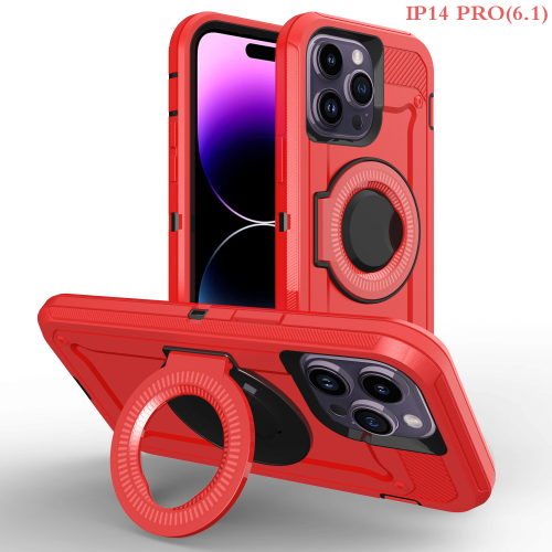 D374 – Red Apple iphone 14 Plus 6.7inch Magnet Charger Heavy Duty Case 3 in 1 Shockproof Cellphone Back Cover – Georgia Phone Case