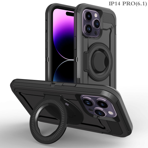 D373 – Black Apple iphone 14 Plus 6.7inch Magnet Charger Heavy Duty Case 3 in 1 Shockproof Cellphone Back Cover – Georgia Phone Case