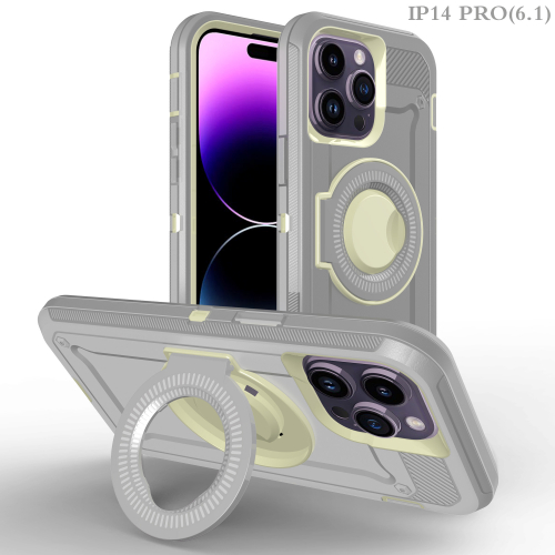 D376 – Grey Apple iphone 14 Plus 6.7inch Magnet Charger Heavy Duty Case 3 in 1 Shockproof Cellphone Back Cover – Georgia Phone Case