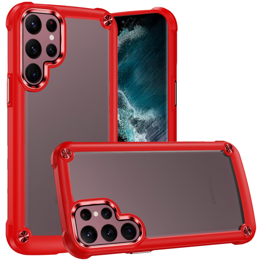 D30- Samsung S23 Ultra Colored Shockproof Transparent Hard PC TPU Case Cover &#8…